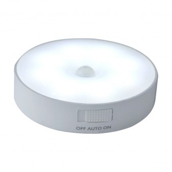 LED світильник з датчиком руху, нічник сенсорний режим Білий Круглий