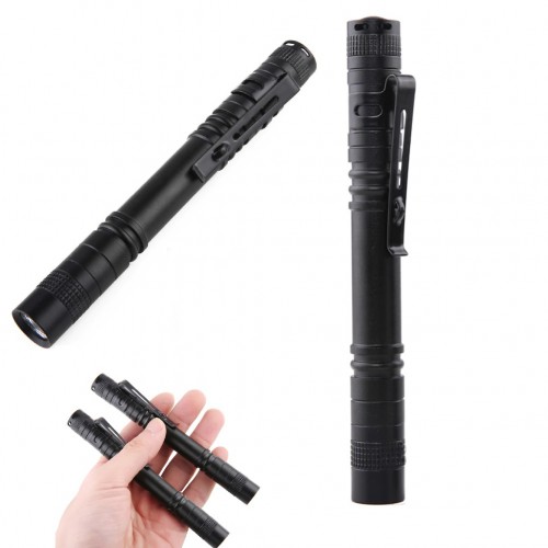 Кишеньковий міні ліхтарик металевий на батарейках AAA Чорний